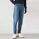 selctd regular tapered fit comfort stretch blue jeans for men
